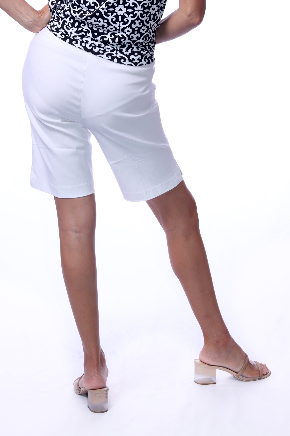 001- LuLu B Bermuda Stretch Short- White