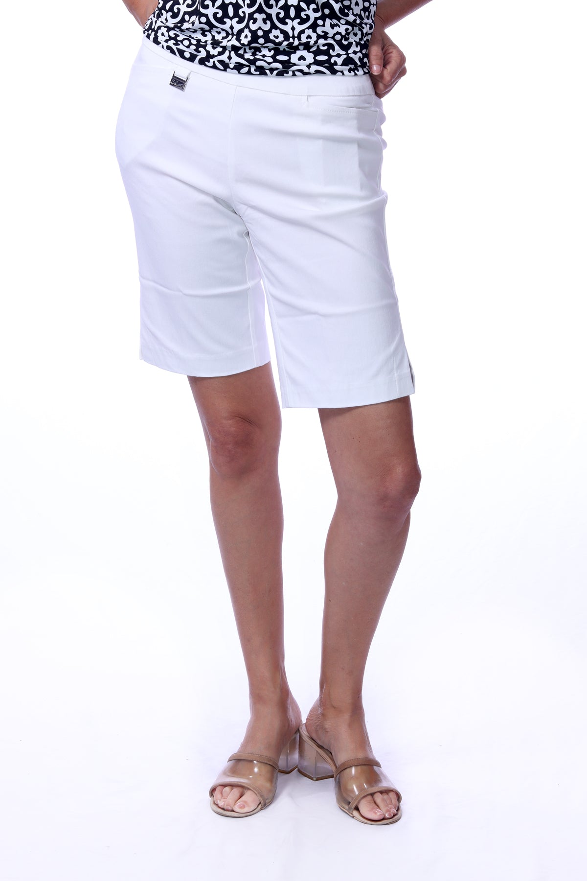 001- LuLu B Bermuda Stretch Short- White