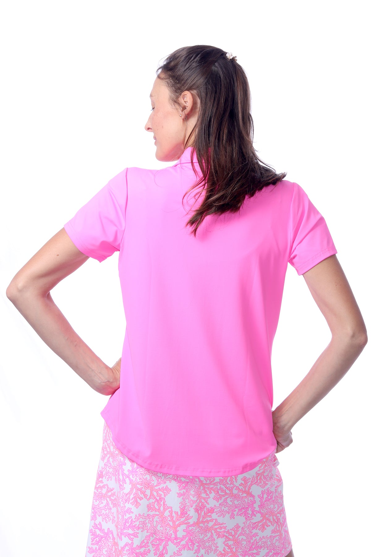 001- LuLu B Bright Hot Pink Golf Top