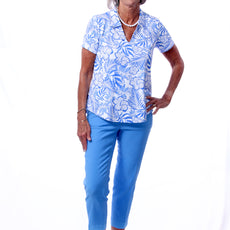 001- LuLu B Bright Periwinkle Stretch 2 Pocket Ankle Pant