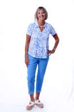 001- LuLu B Bright Periwinkle Stretch 2 Pocket Ankle Pant