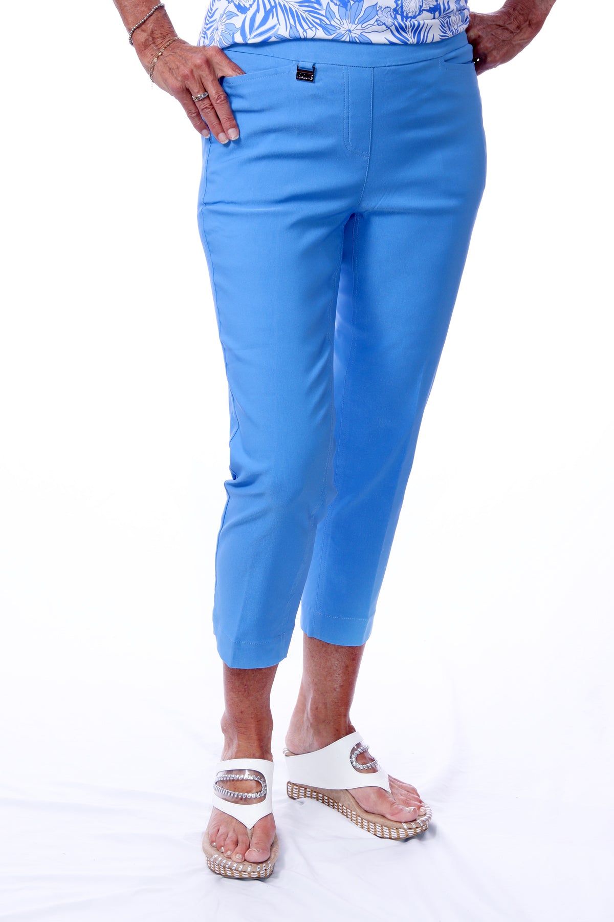 001- LuLu B Bright Periwinkle Stretch 2 Pocket Ankle Pant