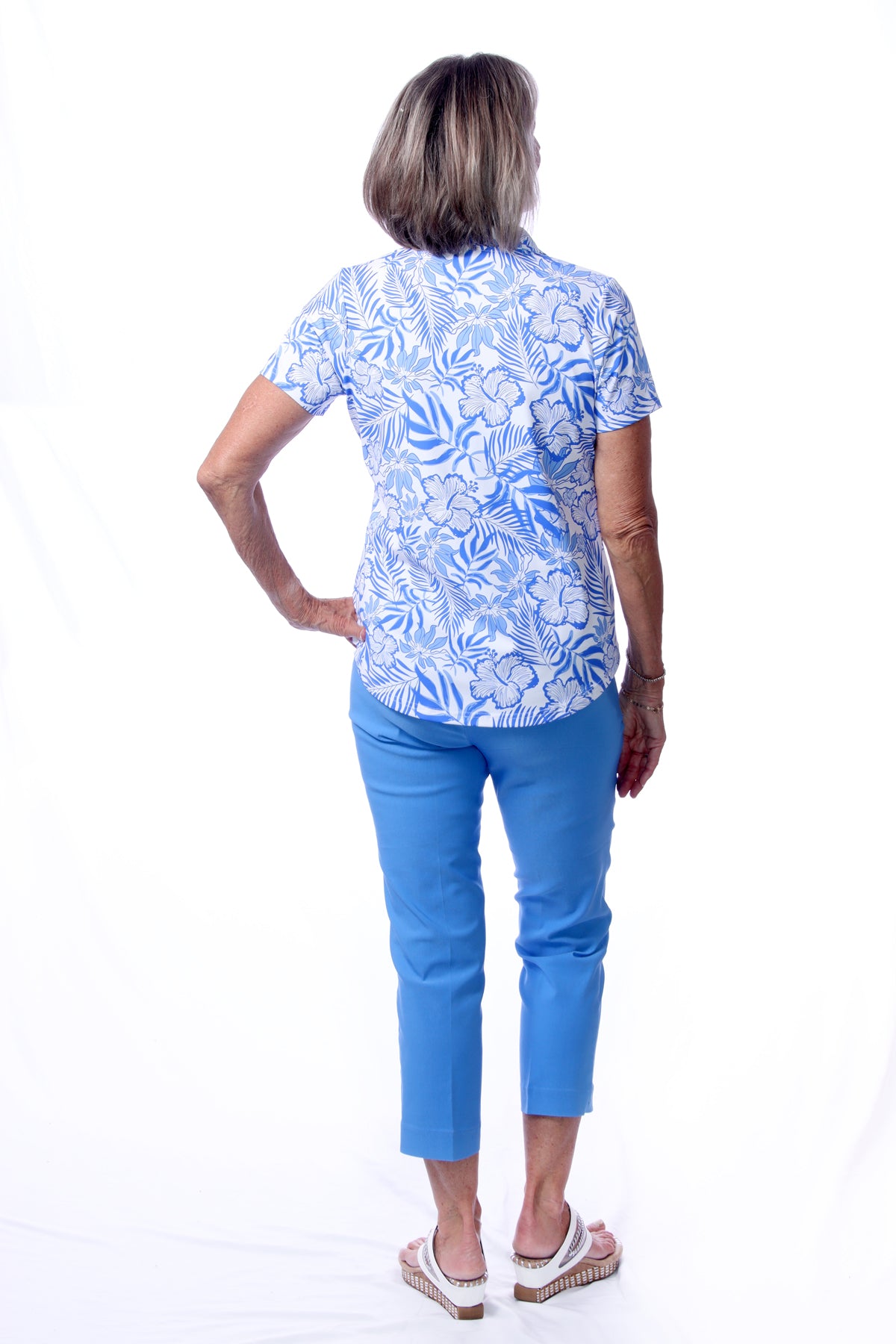001- LuLu B Bright Periwinkle Stretch 2 Pocket Ankle Pant