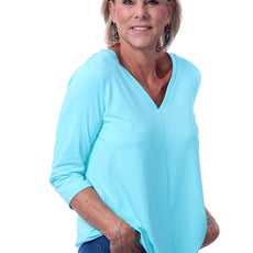 001- LuLu B Turquoise "V" Neck Top