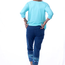 001- LuLu B Dark Denim Embroidered Ankle Pant