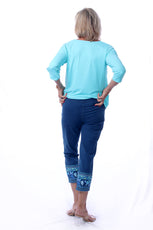 001- LuLu B Dark Denim Embroidered Ankle Pant