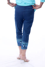 001- LuLu B Dark Denim Embroidered Ankle Pant