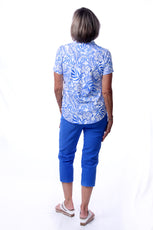 001- LuLu B Embellished Lattice Blue Capri