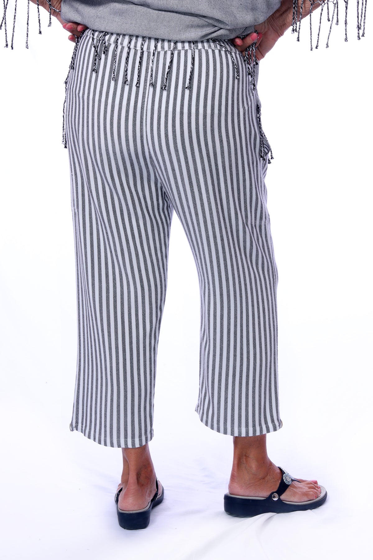 015- Dairi Black and White Stripe 2 Pocket Pant with Button