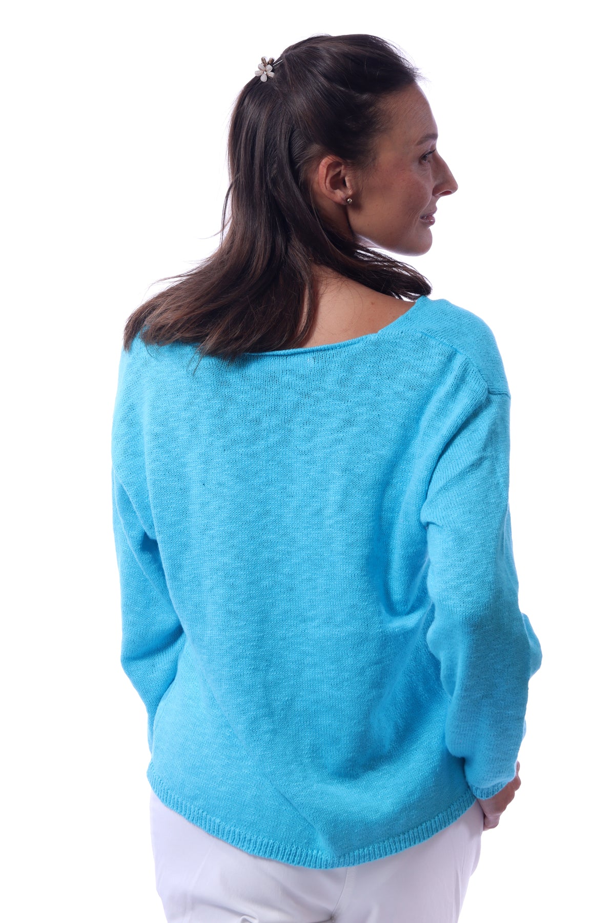 001- LuLu B Lightweight Sweater- Tahiti Turquoise