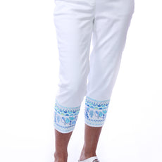 001- LuLu B White Embroidered Ankle Pant