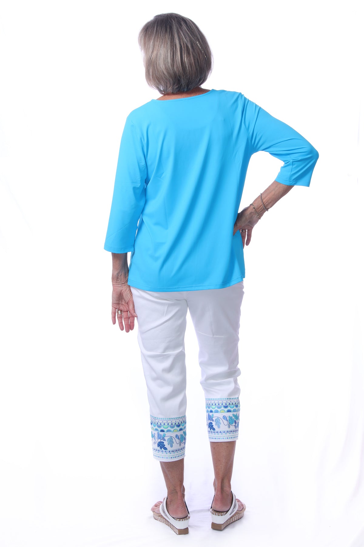 001- LuLu B White Embroidered Ankle Pant