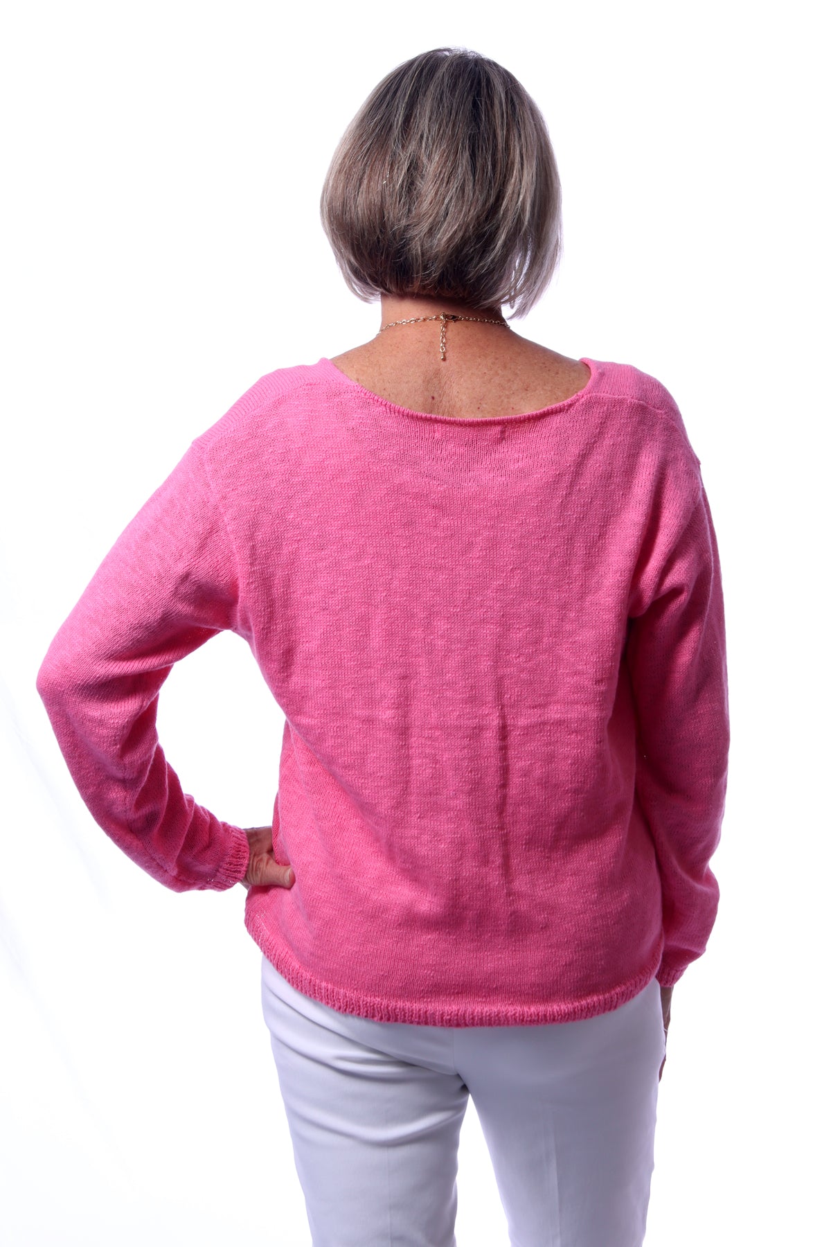 001- LuLu B Lightweight Sweater- Bright Pink