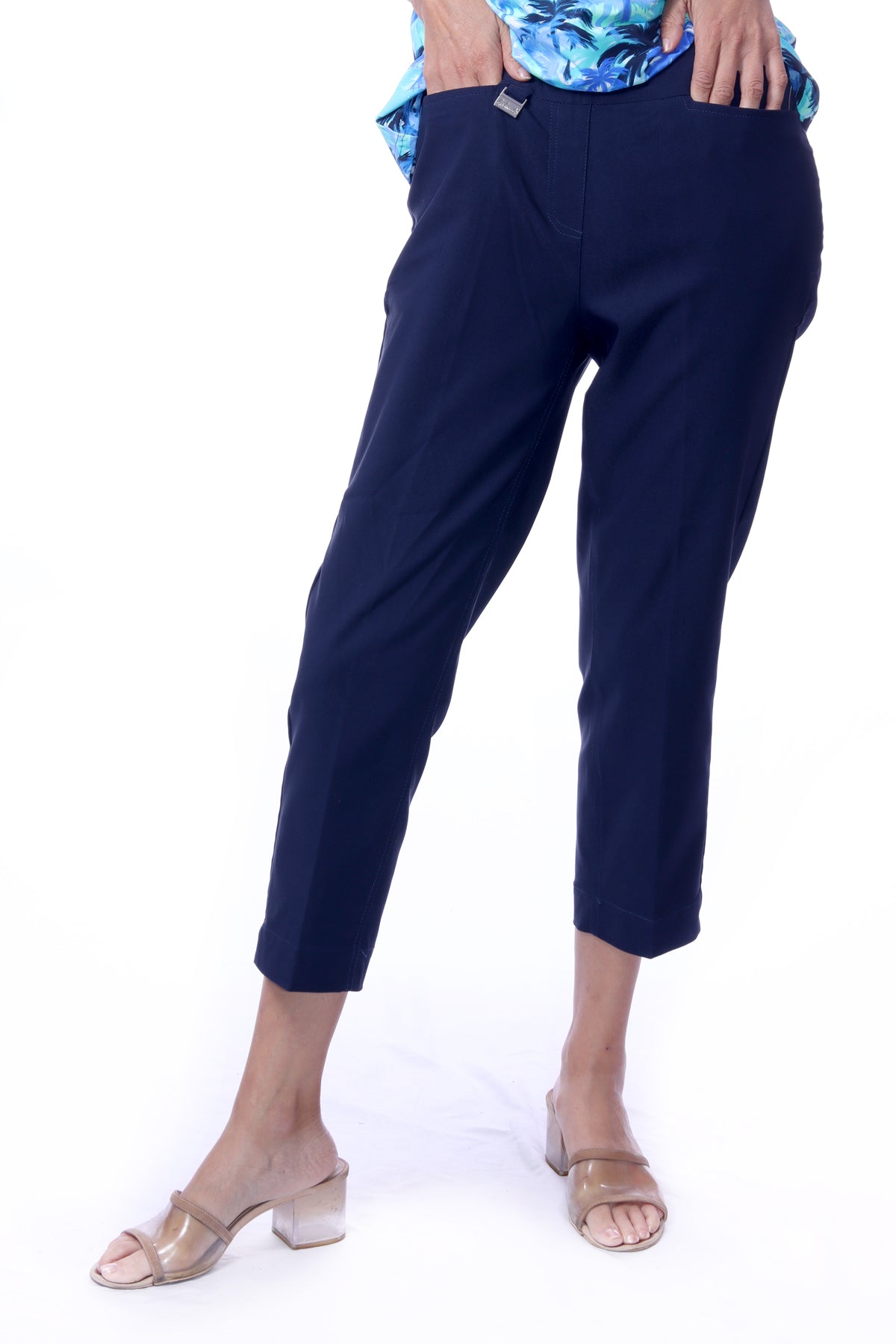 001- LuLu B Pull On Stretch Capri- Navy