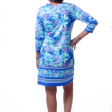 041- Tango Mango Pastel Floral V-Neck Border Dress