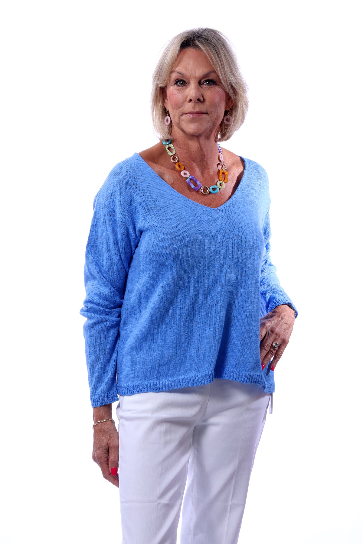 001- LuLu B Lightweight Sweater- Bright Periwinkle