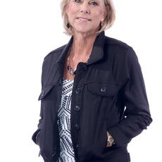 041- Tango Mango Black Button Down Stretch Jacket