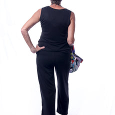 005- Arisa A Trading Black "V" Neck Tank Pant Set
