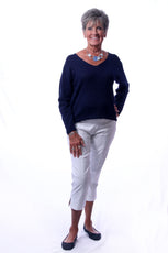 001- LuLu B White Stretch 2 Pocket Capri