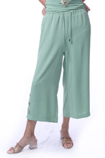 007- Creations 3 Button Detail Pants- Moss
