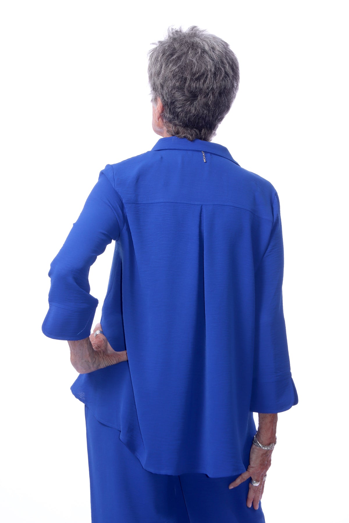 007- Creations Hi-Lo Back Pleat Top- Royal