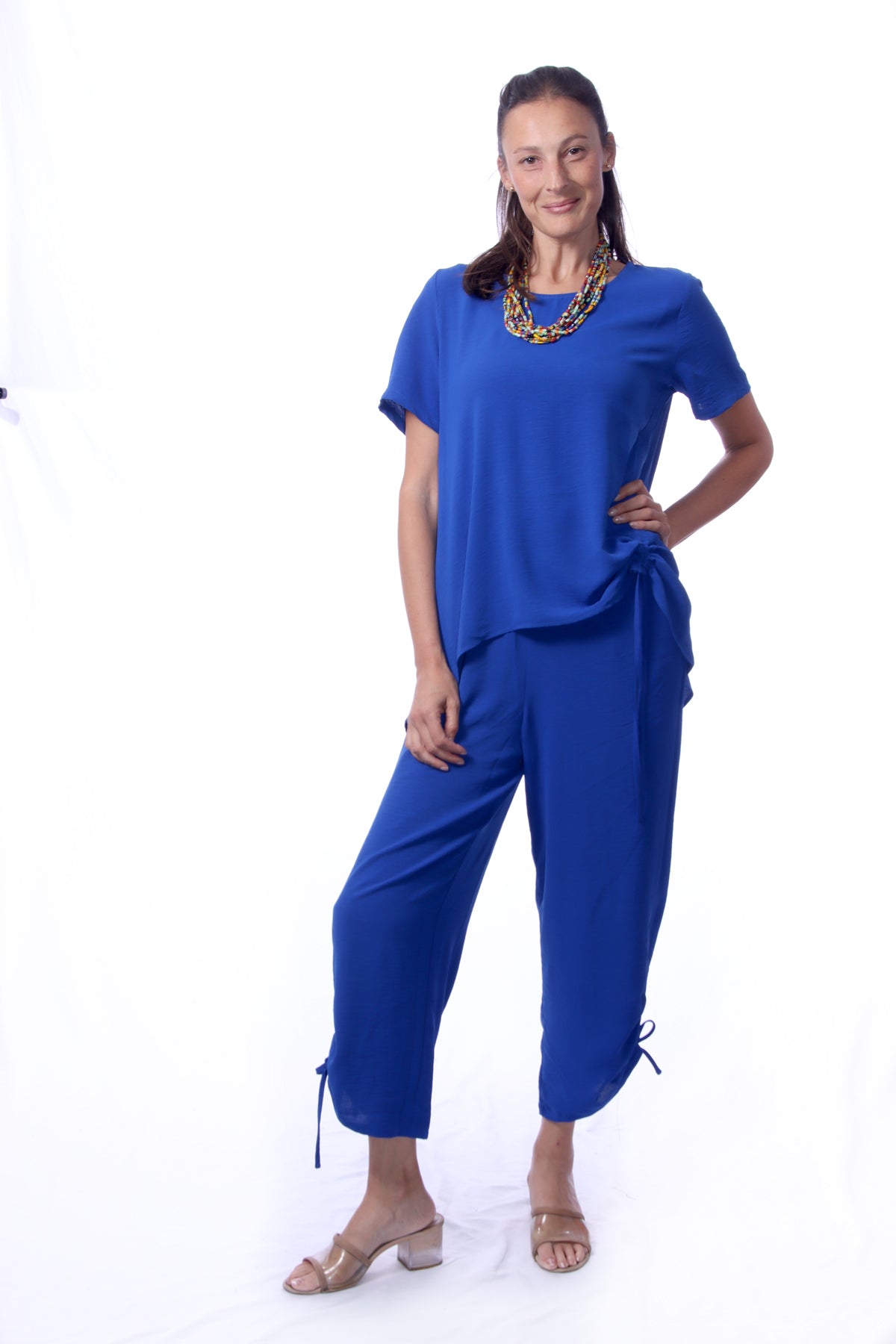 007- Creations Short Sleeve Side Drawstring Top - Royal