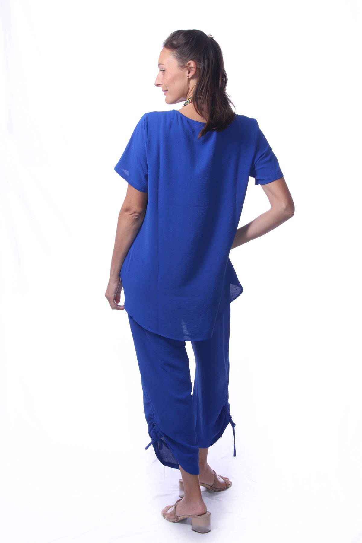 007- Creations Short Sleeve Side Drawstring Top - Royal