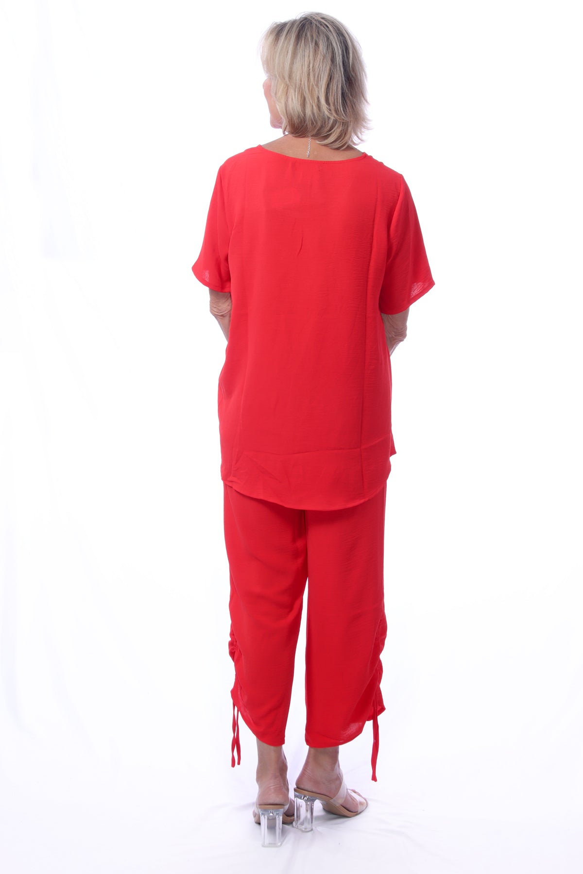 007- Creations Drawstring Hemline Pant- Red