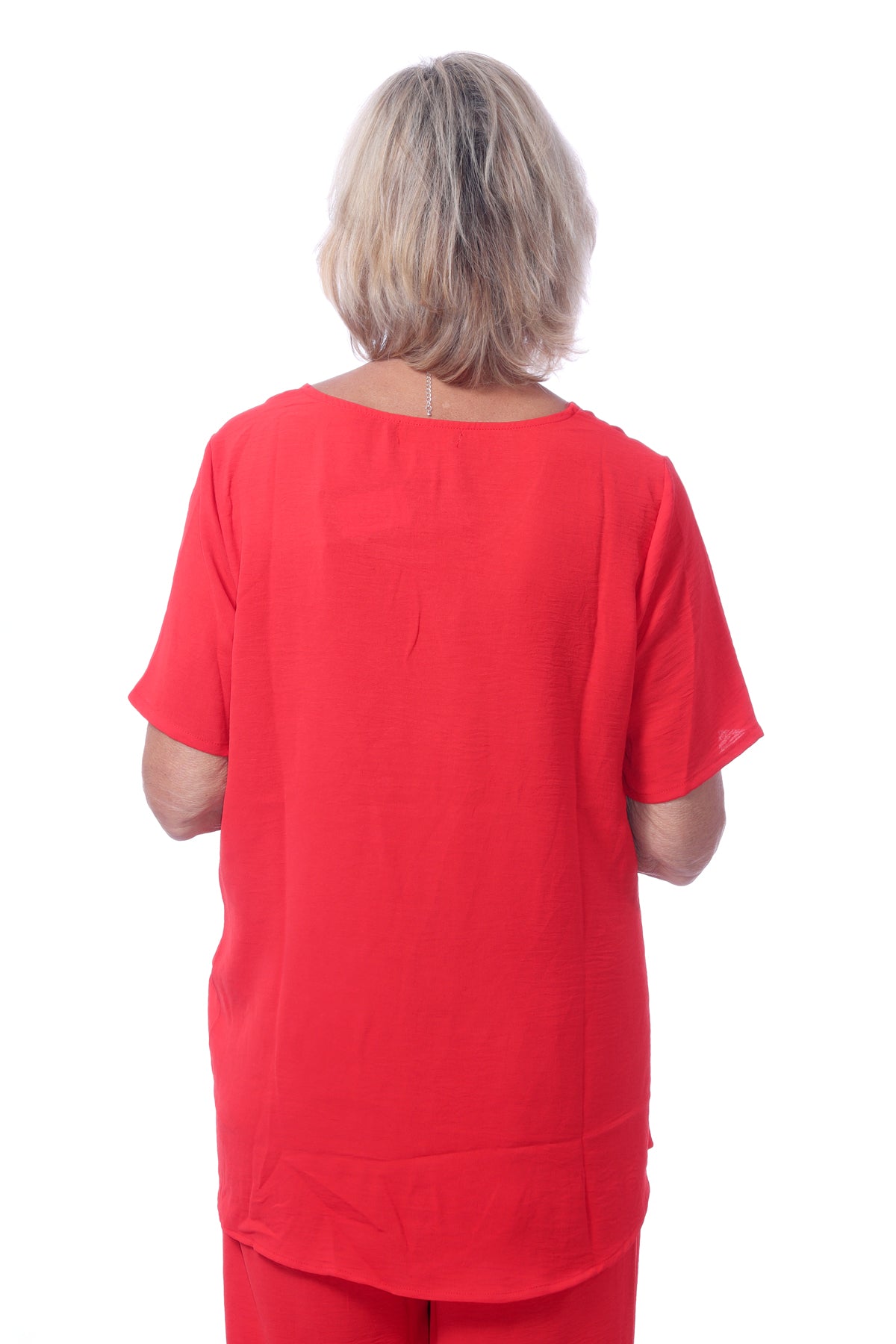 007- Creations Short Sleeve Side Drawstring Top - Red