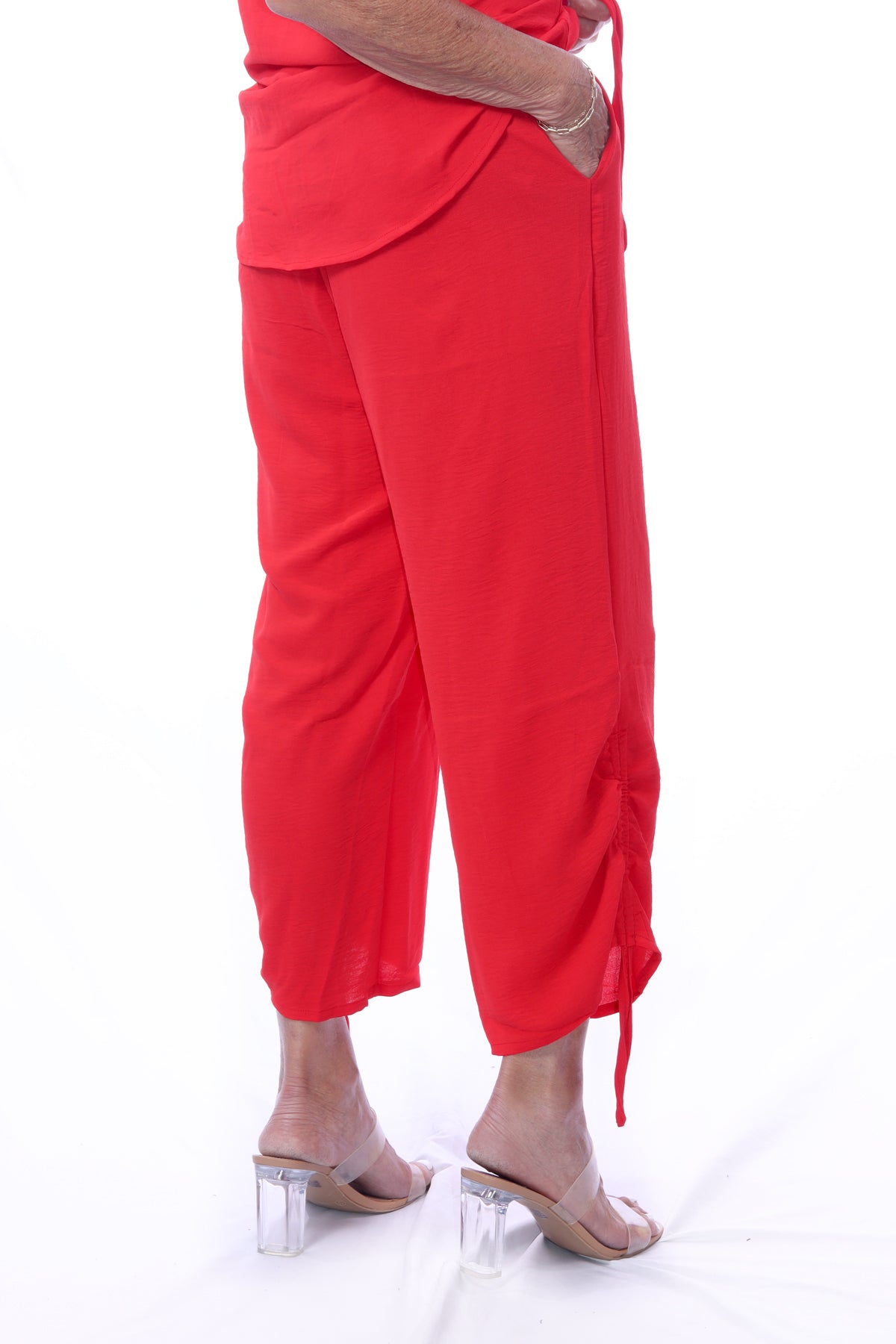 007- Creations Drawstring Hemline Pant- Red