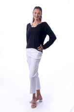 001- LuLu B White Pocketed Stretch Ankle Pant