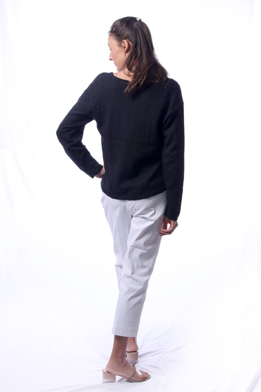 001- LuLu B White Pocketed Stretch Ankle Pant
