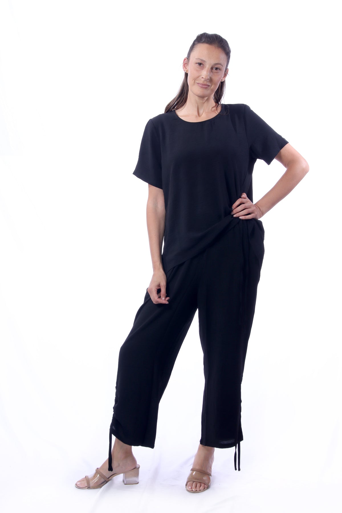 007- Creations Drawstring Hemline Pant- Black