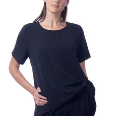 007- Creations Short Sleeve Side Drawstring Top - Black