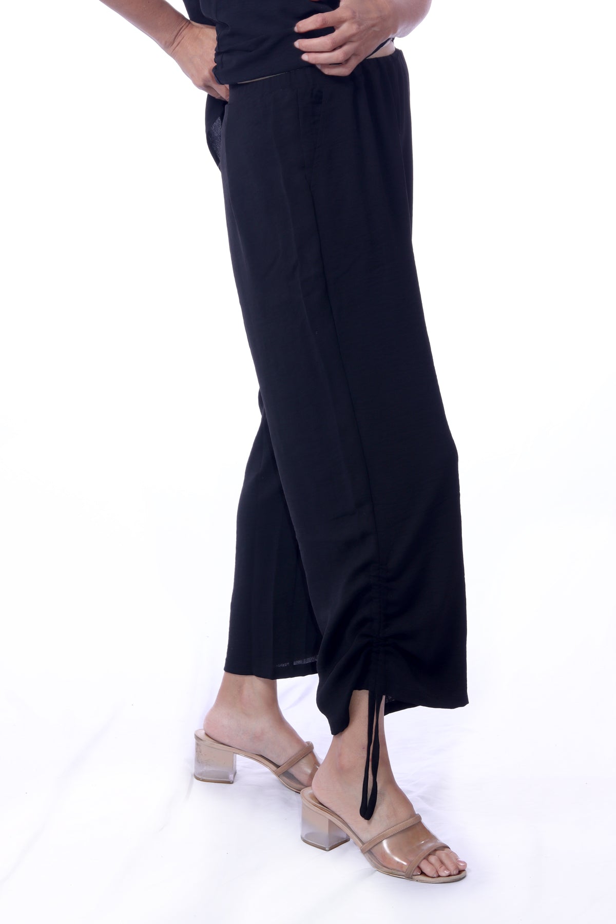 007- Creations Drawstring Hemline Pant- Black