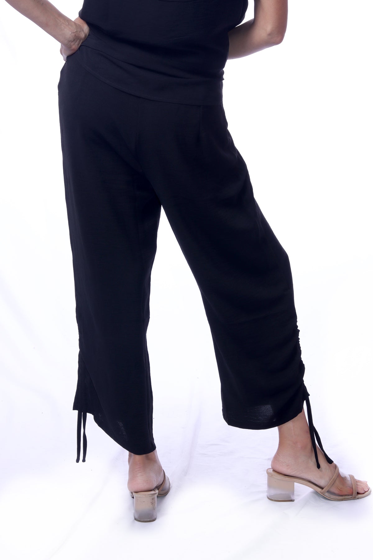 007- Creations Drawstring Hemline Pant- Black