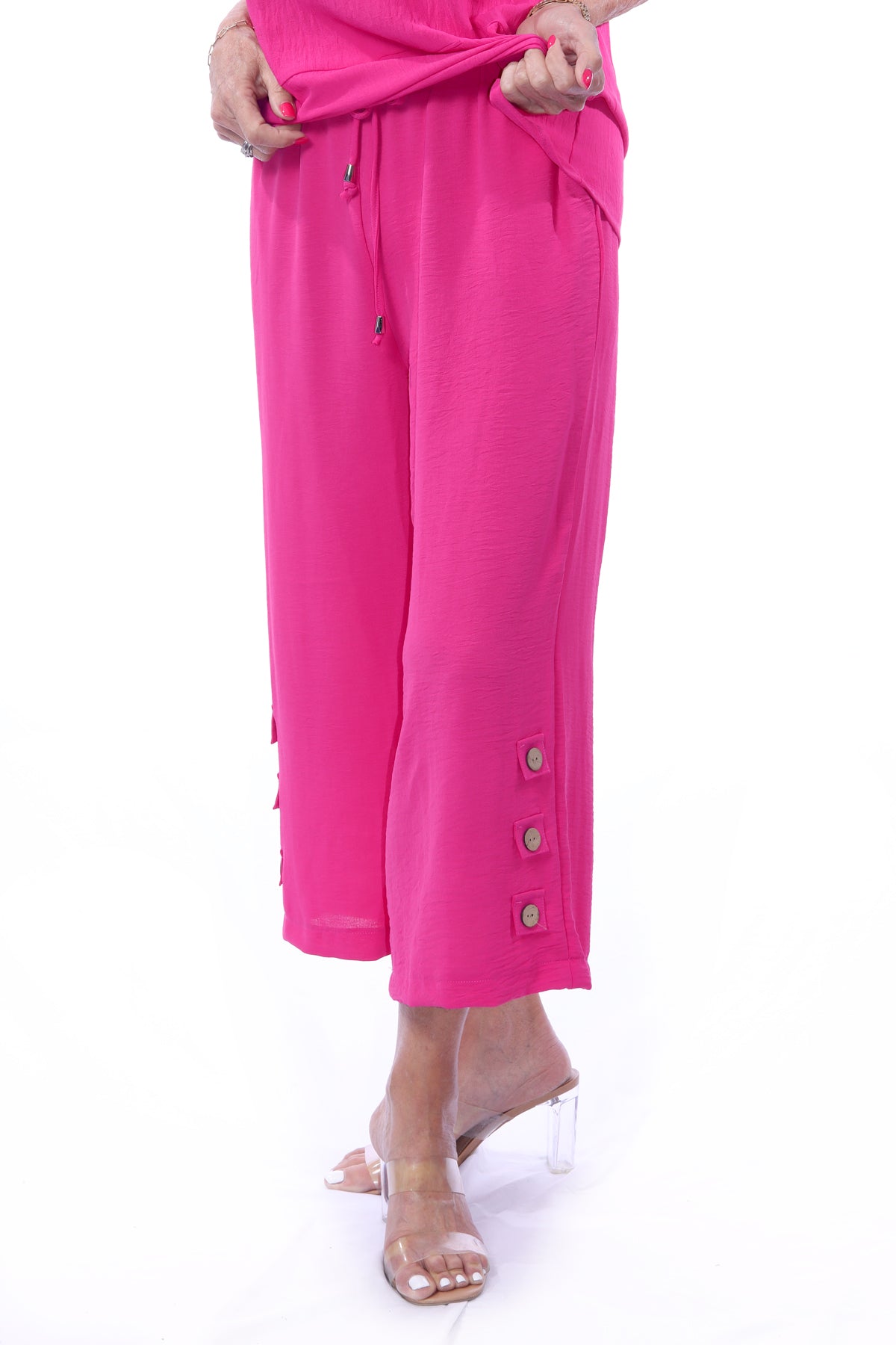 007- Creations 3 Button Detail Pants- Pink