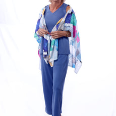 005- Arisa A Trading Denim Blue "V" Neck Tank Pant Set