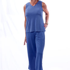 005- Arisa A Trading Denim Blue "V" Neck Tank Pant Set