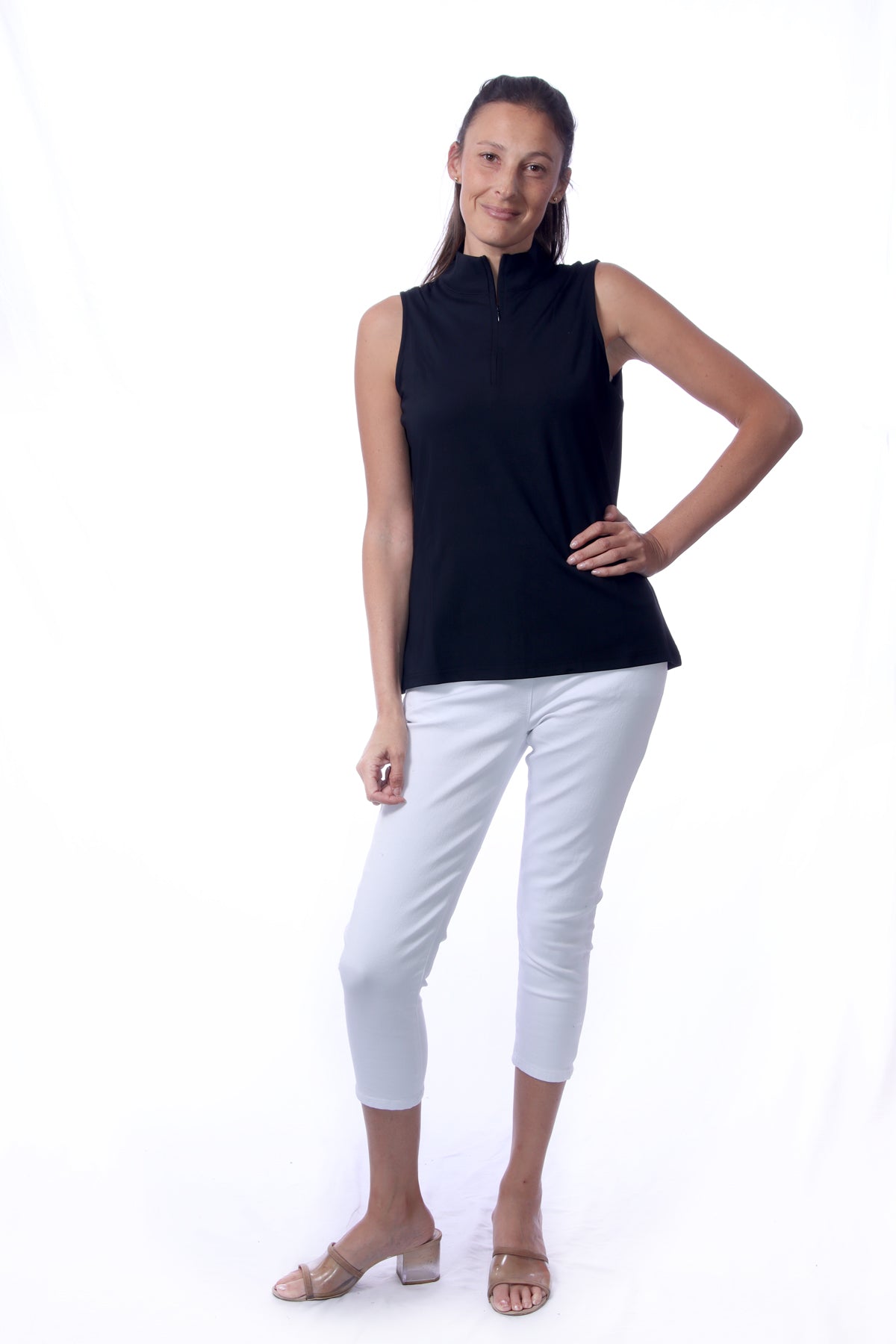 001- LuLu B Black Sleeveless Zip Top