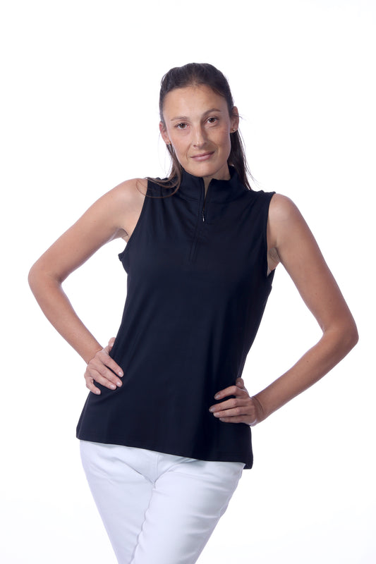 001- LuLu B Black Sleeveless Zip Top