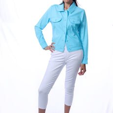 041- Tango Mango Light Turquoise Linen Jacket