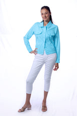 041- Tango Mango Light Turquoise Linen Jacket