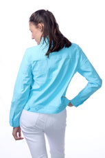 041- Tango Mango Light Turquoise Linen Jacket
