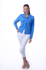 041- Tango Mango Periwinkle Linen Jacket
