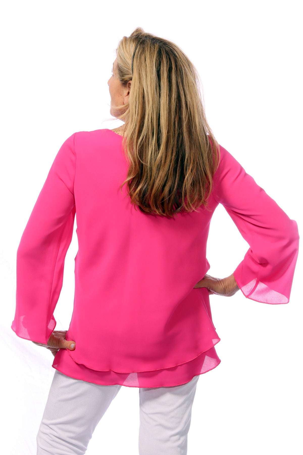 016- Gitane Chiffon 3/4 Sleeve Top- Pink