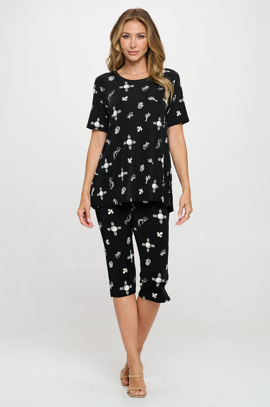 000- Atu Black and White Southwest Top