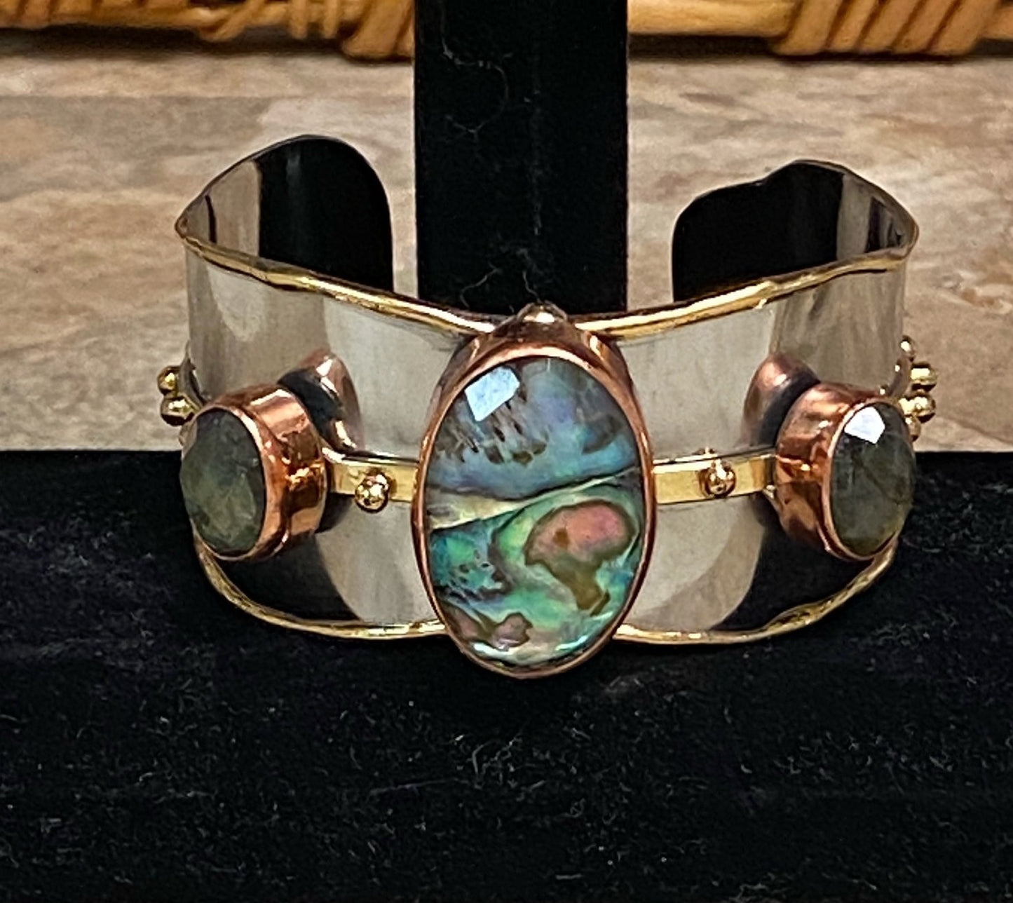 B23- Faux Abalone Cuff Bracelet