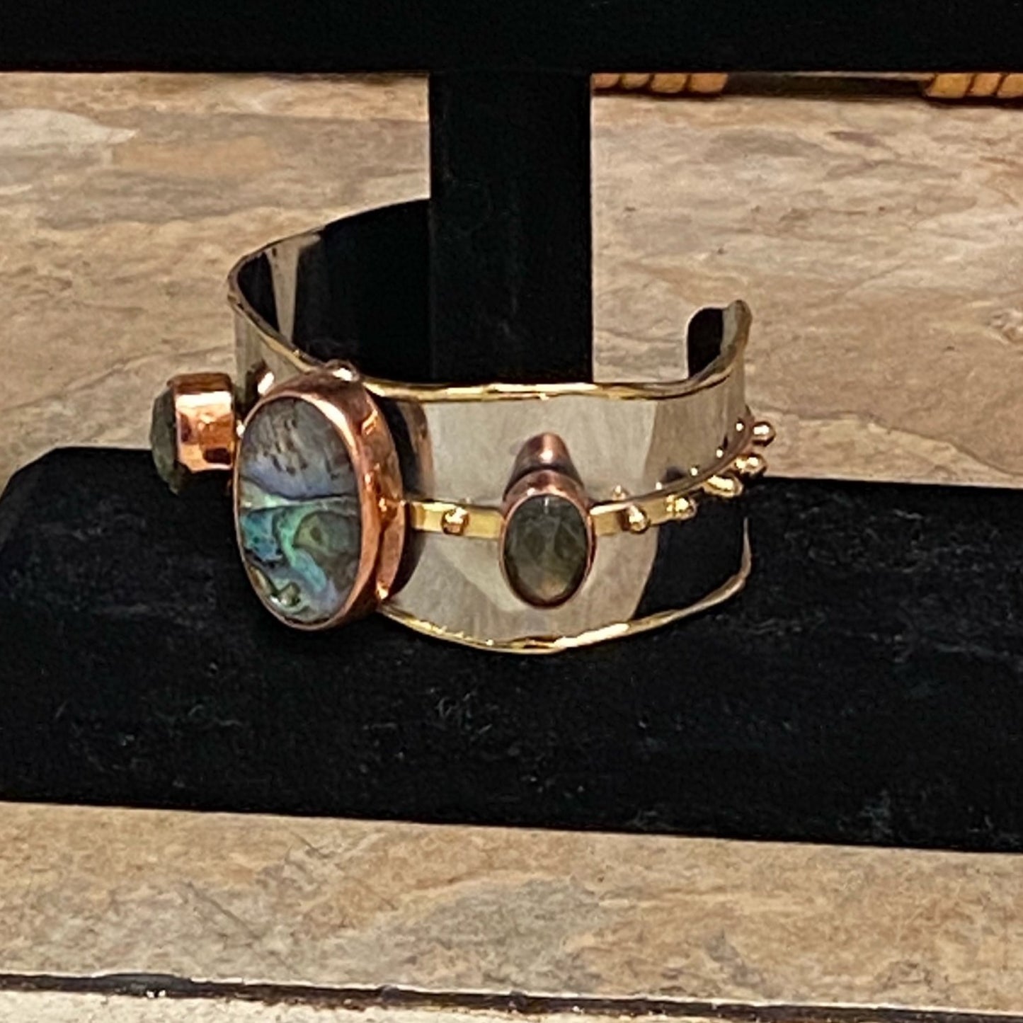 B23- Faux Abalone Cuff Bracelet