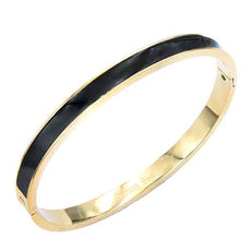 B-105  White Enamel With Gold Bangle Bracelet